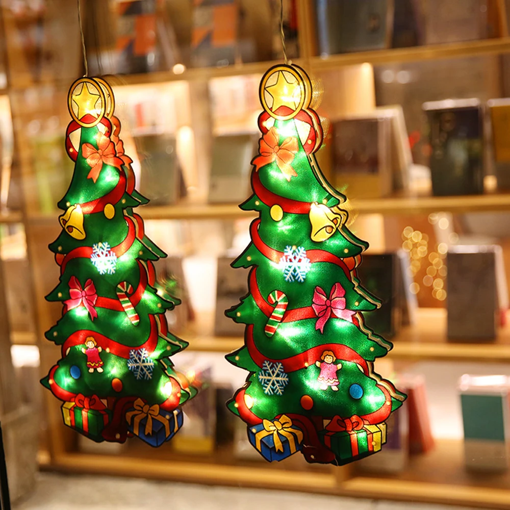 

2020 Christmas Wall Hanging Light Merry Christmas Santa Claus Household Wall Xmas New Year Atmosphere Decor Fairy Lights