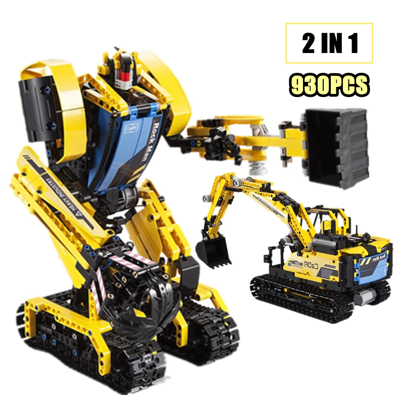 

NEW 2 IN 1 Techni Deformation Engineering Excavator Remote Control Robot Technology MOC Building Blocks Bricks Model Toys Gift