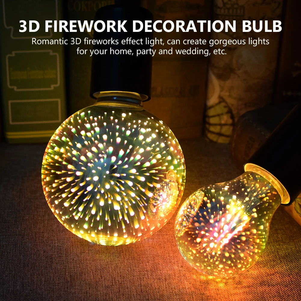 Новинка, 3D эффект фейерверка, винтажная Сменная Лампа накаливания со стеклянным колпаком G80 A60 ST64 E27, светодиодный декоративный стеклянный светильник Эдисона