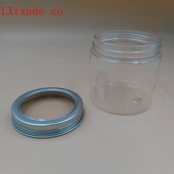 

Free Shipping 50ml 100ml 250ml Empty Clear Plastic Packaging Bottle Jar silver Lid With Window Cosmetic Containers 30 pcs