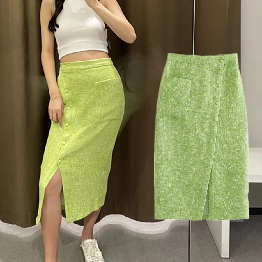 

Юбка Maxdutti женская новая английская Хай-стрит винтажная текстурная Повседневная Длинная модная пикантная юбка женская мода 2021 Юбки миди для...