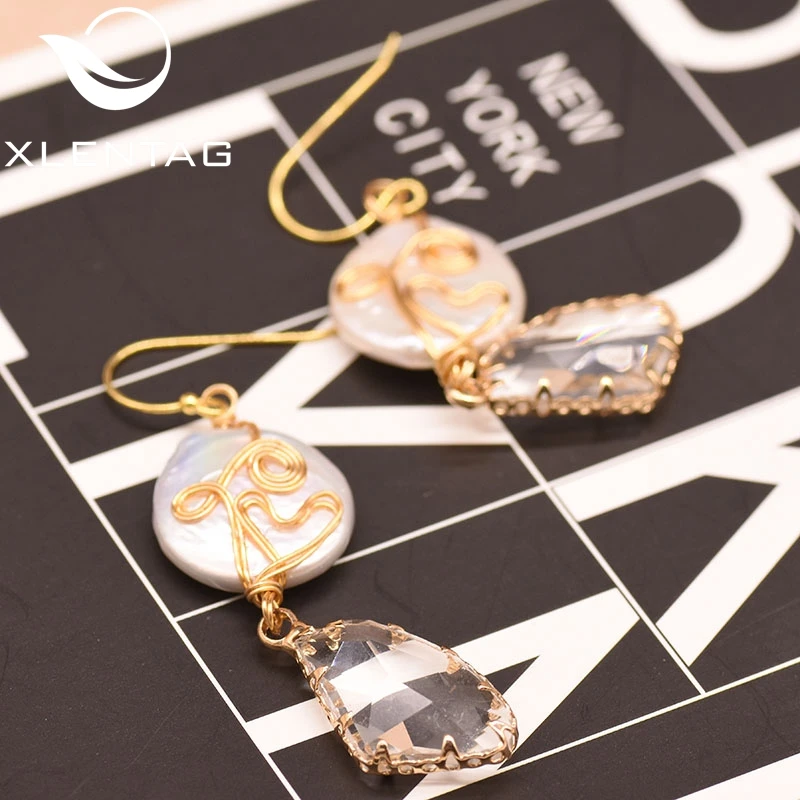 XlentAg Geometric Baroque Pearl For Women Girl Wedding Gift Korean Earrings Fine Jewellery Boucle D'oreille Femme GE0809