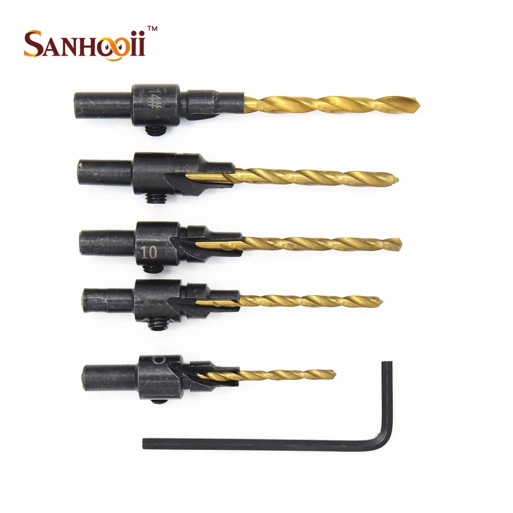 

5x деревянная столешница дрель #6 #8 #10 #12 #14 HSS 1/4 Круглый хвостовик для работы по дереву набор сверл Инструменты гаджеты ZM56