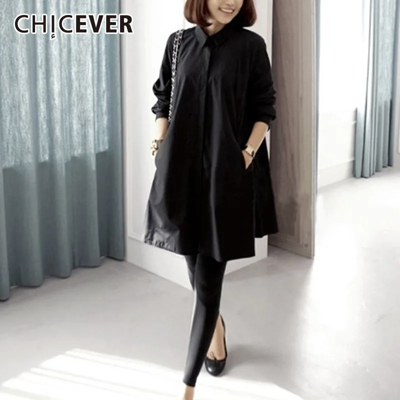 CHICEVER 2020 весенние женские топы и блузки рубашки с отворотом длинным рукавом