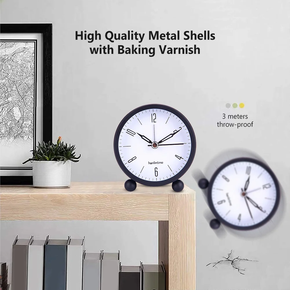 4-дюймовый металлический круглый будильник тихий настольный телефон электронные