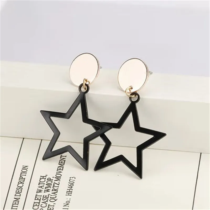 Новая мода пятиконечные звезды серьги для женщин геометрические вечерние