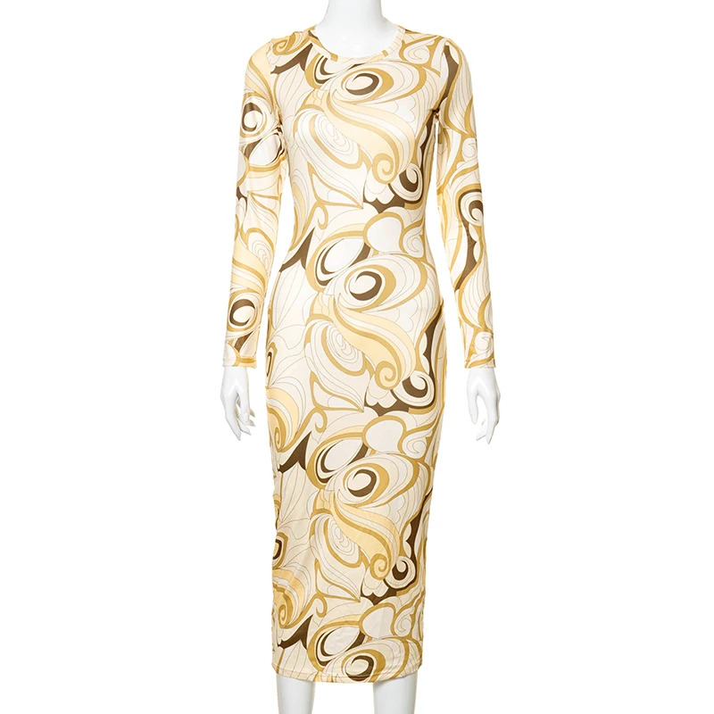 Женское Повседневное платье с длинным рукавом модное облегающее длинное