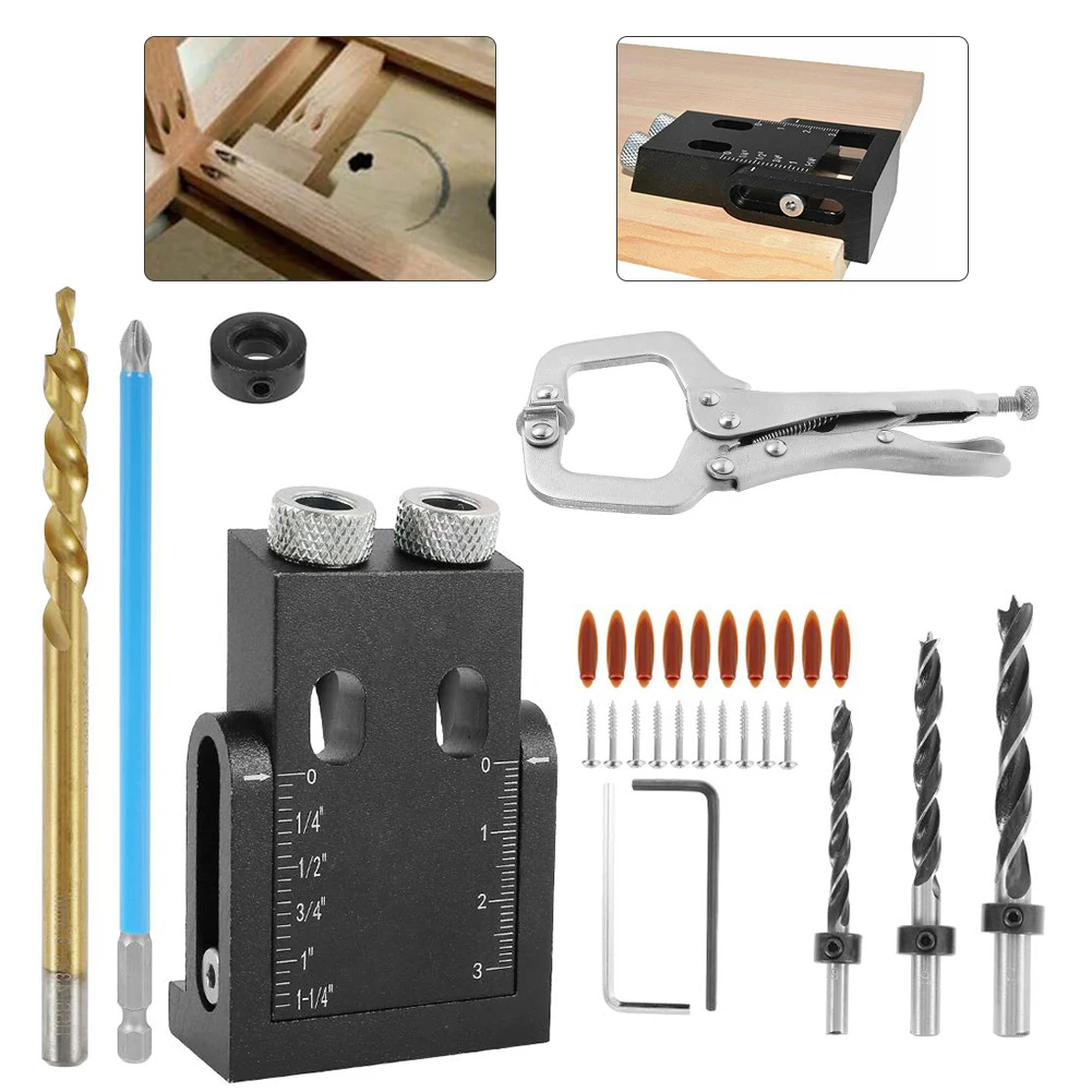 

39PCS Woodworking 15 Degree Oblique Hole Locator Wooden Board Connection Installation Tool Drill Angle Guide Locator Jig Kit
