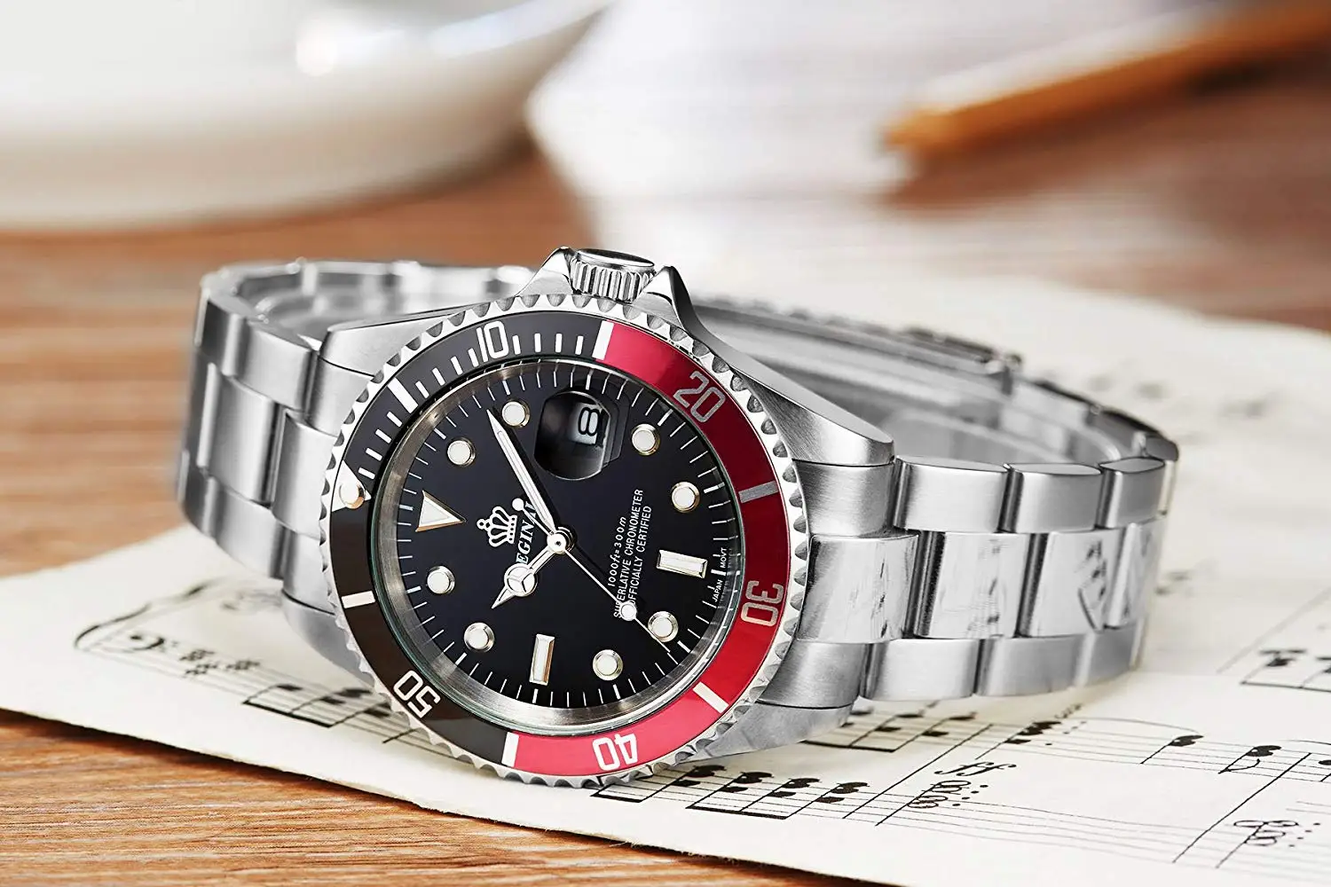 Reginald роскошные часы Для мужчин вращающийся ободок GMT Дата сапфир