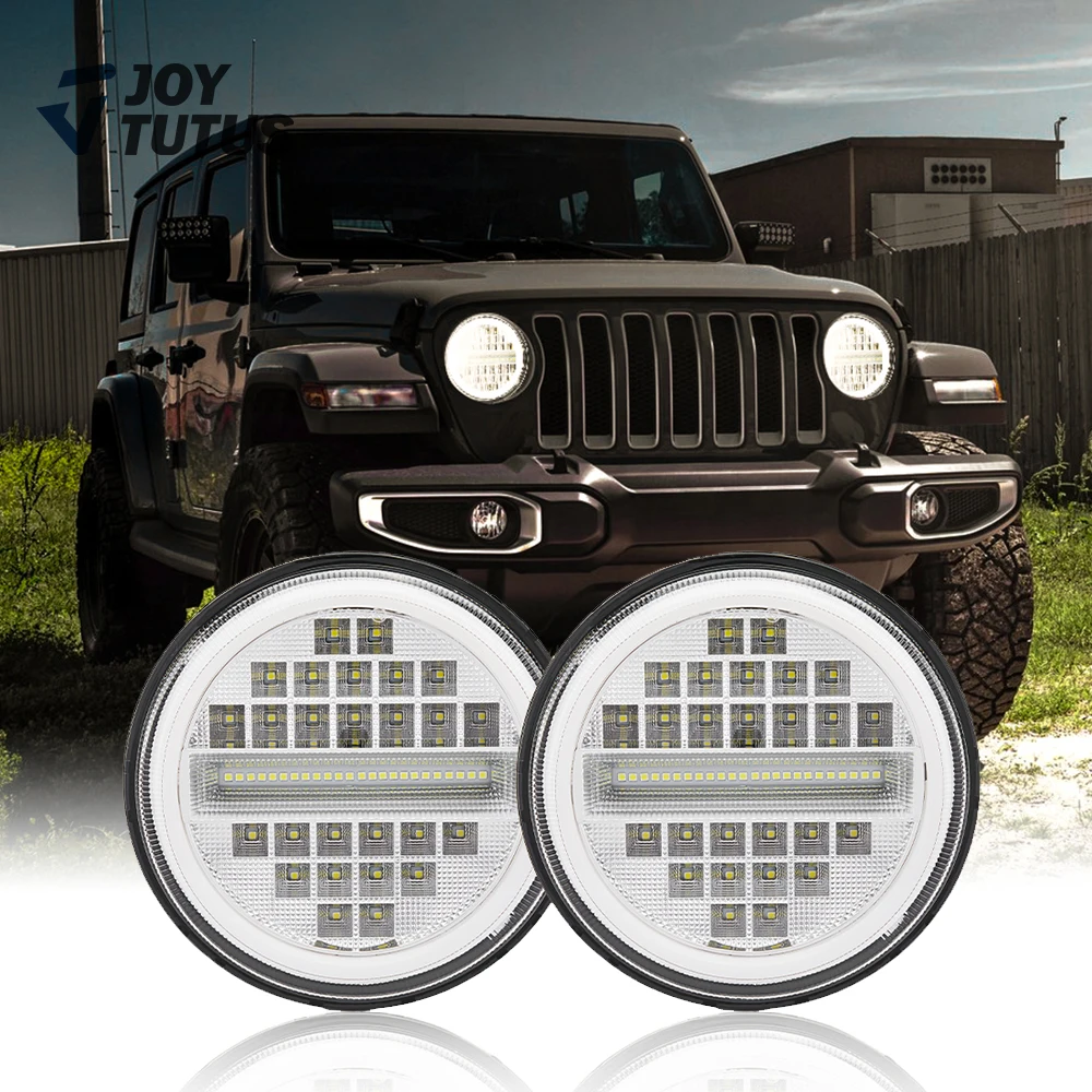 

Для Jeep Wrangler TJ JK светодиодсветильник фары s DRL светильник s H4 H13 7-дюймовые круглые фары с высоким/низким поворотным сигналом автомобильные акс...