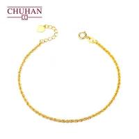 CHUHAN 18K Gold Twisted Chain Bracelet Female Genuine Au750 Adjustable Bracelet Hemp Rope Wild Daily Simple Style Fine Jewelry