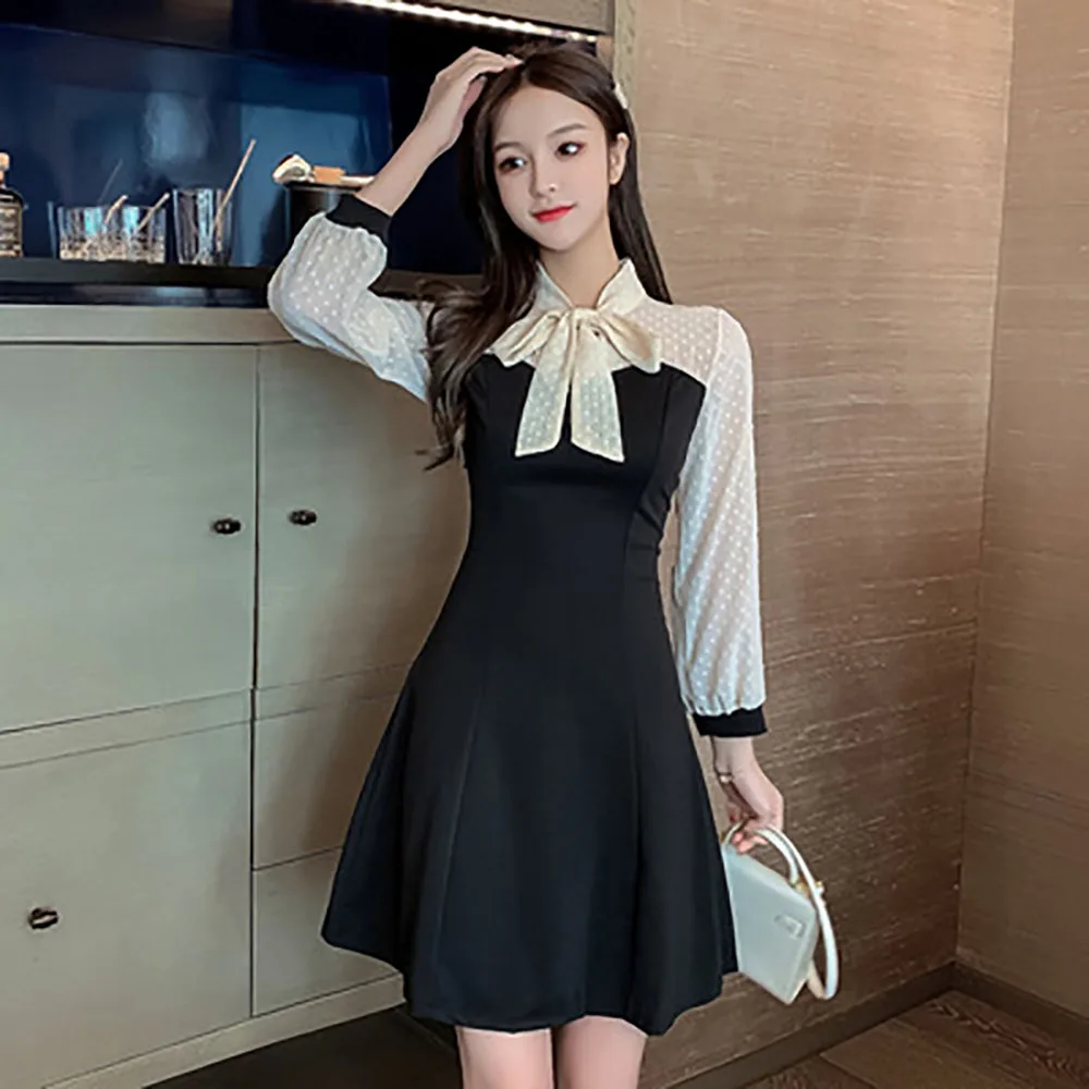 Осеннее платье новое модное женское облегающее черно белое контрастное