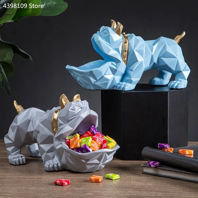 Скандинавская Лаки собака Геометрическая скульптура животных орнамент украшения журнальный столик Конфетница дверь обуви ключ хранения элементы украшения