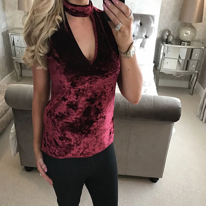 

Diamond Velvet V-neck Waistcoat Women's T-Shirt Top 1088 Tank Top Women