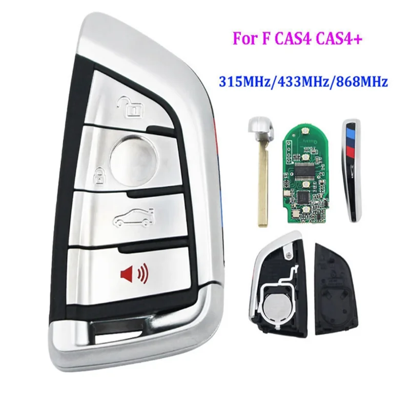 

Smart 4 buttons 315mhz 433mhz 868MHZ Remote Key Keyless Entry Fob for BMW F CAS4 5 7 Series X5 X6 2014 2015 2016 with Insert Key