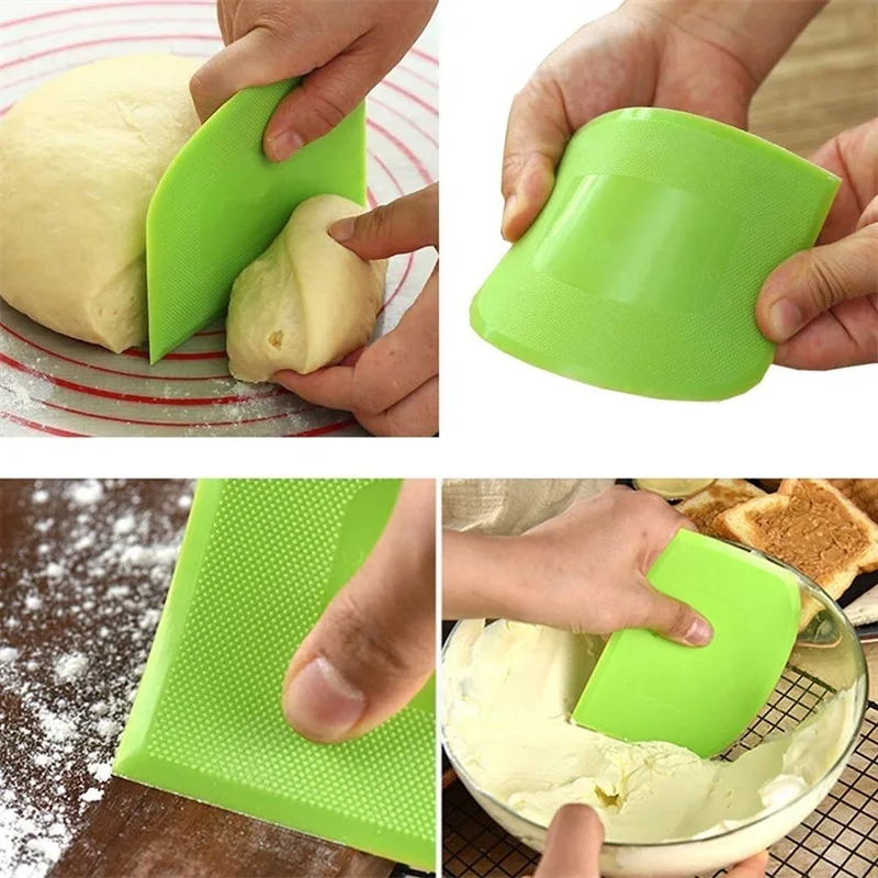 

Kuqqi 6 Pcs Plastic Dough Scraper Flexible Dough Cutter Bread Baking Scraper Tool Plastic Pastry Cutter(White,Green)