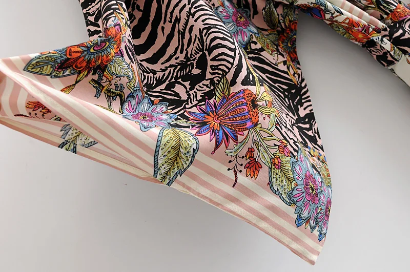 Платье-кимоно женское в стиле бохо с цветочным принтом рукав летучая мышь