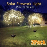 2pcs solar powered outdoor grass globe dandelion fireworks lamp 90120150 led for garden lawn landscape lamp holiday light