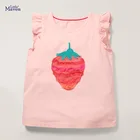 Детская летняя футболка Little Maven, хлопковая Повседневная футболка с аппликацией в виде фруктов, для девочек, 2021