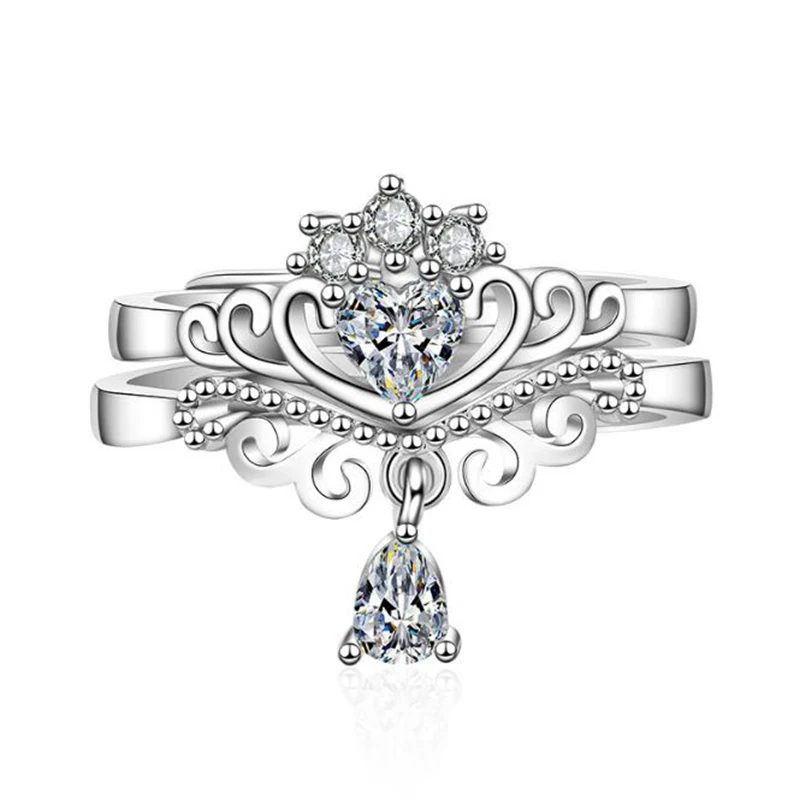 Новинка роскошное кольцо с короной подвеской AAA австрийский кристалл открытым