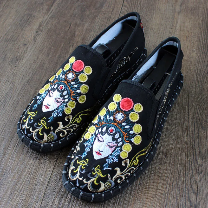 Модная мужская обувь на плоской подошве в стиле Харадзюку Мужская вышитая Сезон