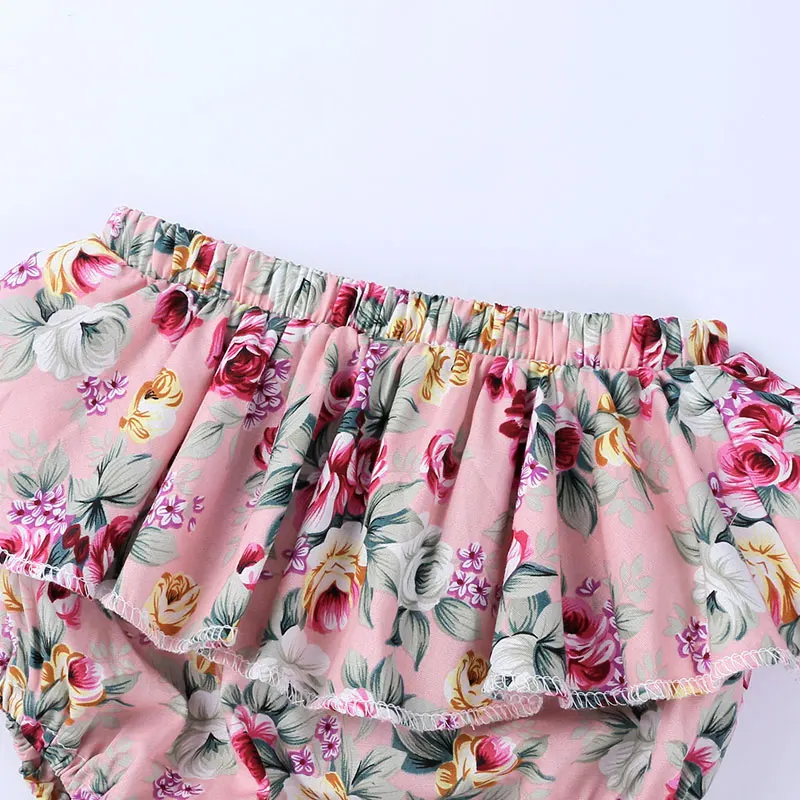 Шорты для девочек с цветочным принтом и оборками 100% хлопок летняя одежда