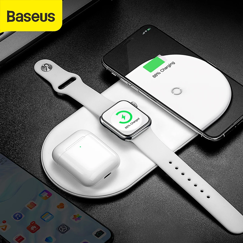Baseus 3 в 1 Qi Беспроводное зарядное устройство для Apple Watch iPhone X XS XR Samsung S10 18W быстрое