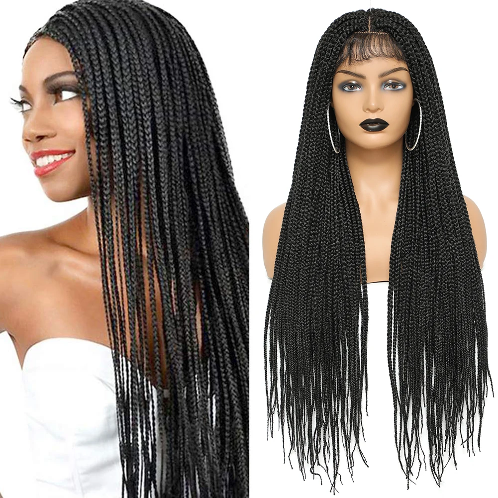 Braided Lace Front Wigs Synthetic Box Braids Lace Front Wigs With Baby Hair Black Ombre Brown Bug Braided Wigs For Black Women