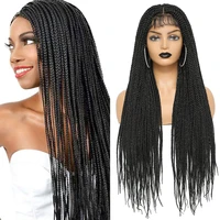 braided lace front wigs synthetic box braids lace front wigs with baby hair black ombre brown bug braided wigs for black women