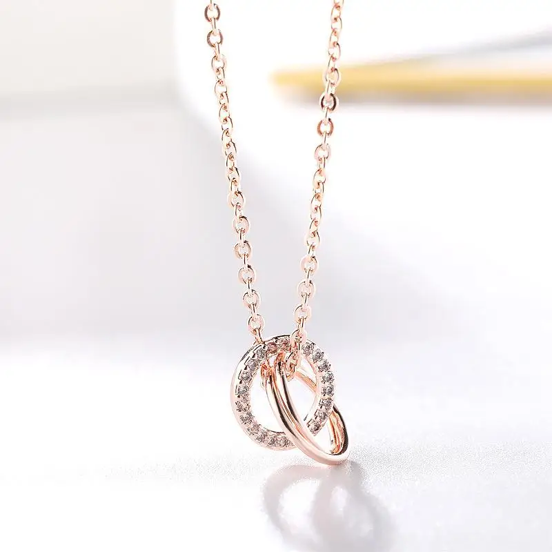 Женский круг подвеска петли Диаманте позолота Циркон Шейная цепочка Ожерелье |