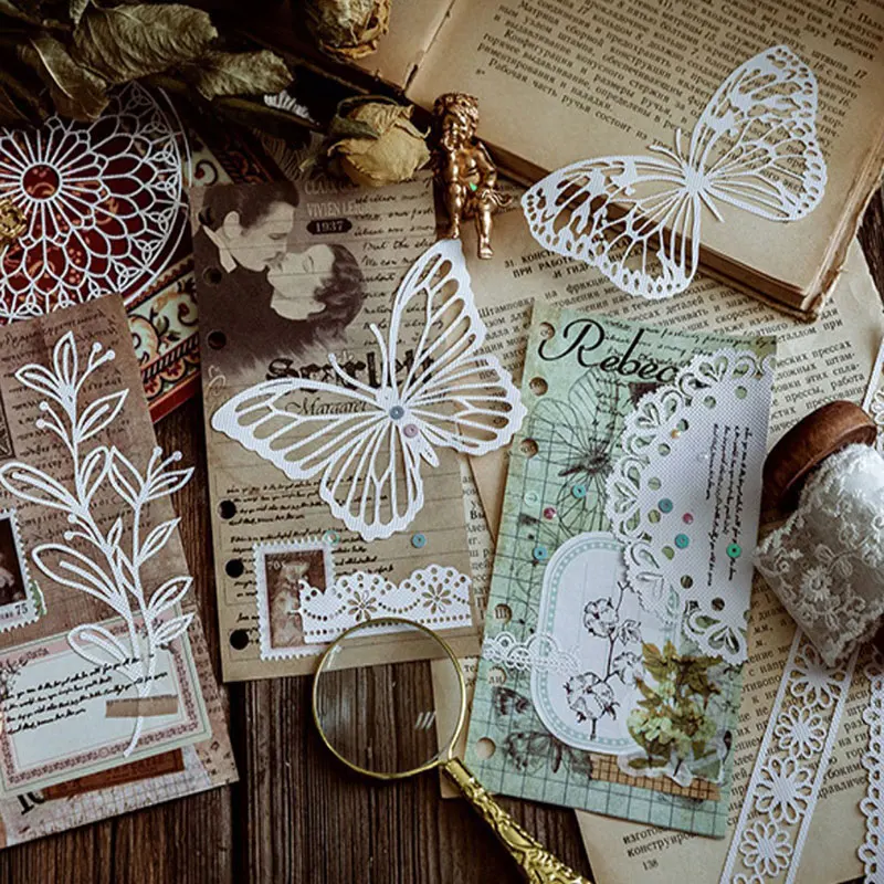 

Листовые растения круг кружевной материал бумага нежелательный журнал планировщик крафт-бумага скрапбукинг винтажные декоративные подел...