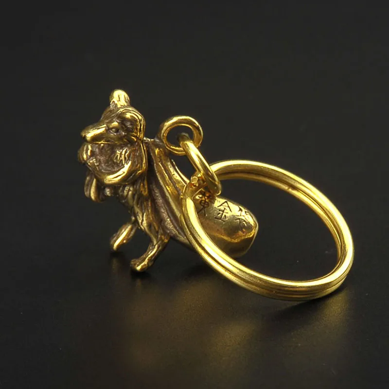 Ретро латунный золотой брелок для денег в виде крысы подвески из меди со знаками