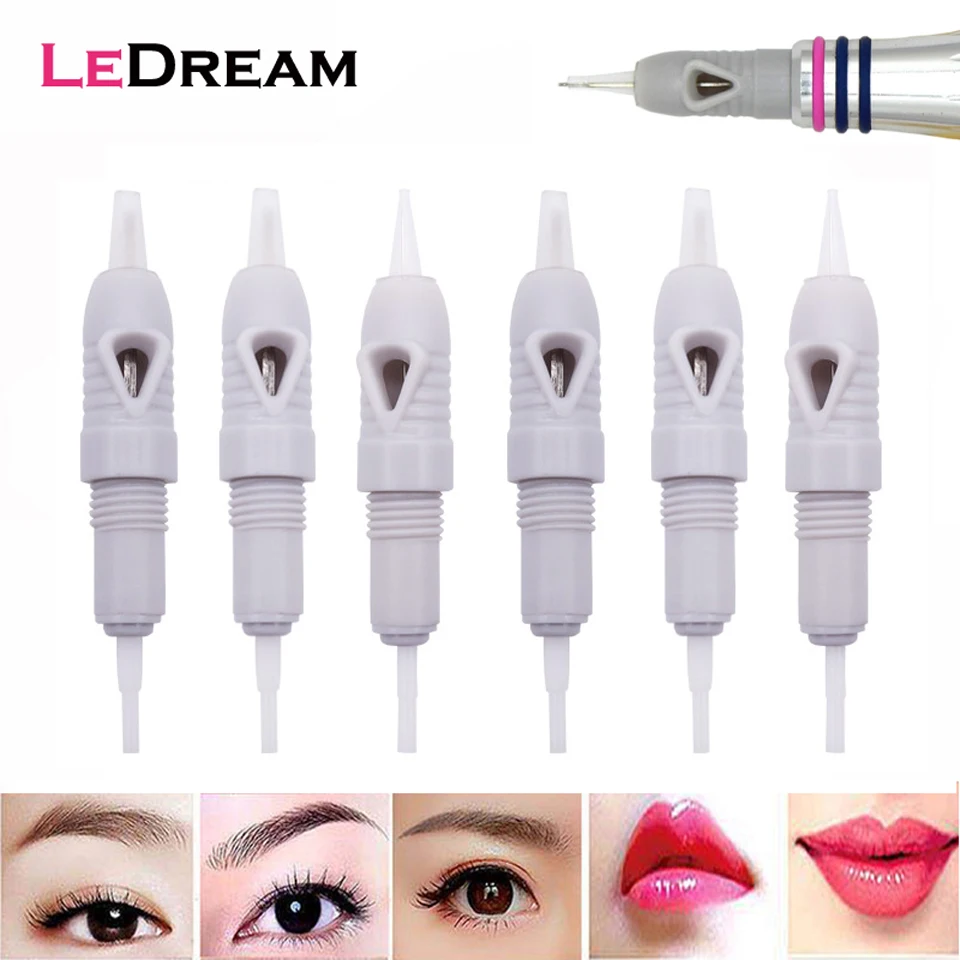 

50pcs Sterilized 8mm Screw Gray Tattoo Cartridges Needles Microneedling For Lips Eyebrow Eyeliner Permanent Makeup Microblading