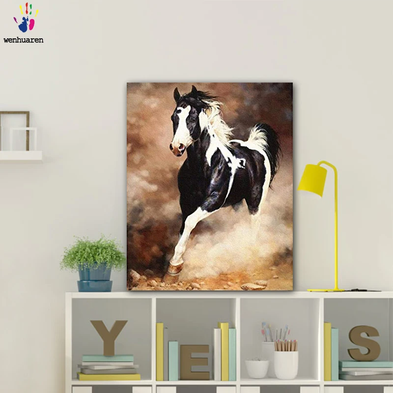 DIY картинки для раскраски по номерам с цветами Лошадь Картина Рисунок Живопись в