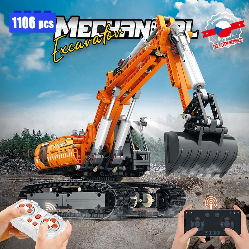 

High Tech City Remote Control Excavator Building Blocks Model Assembling MOC Technical Engineering Vehicle Bricks Toys for Boys