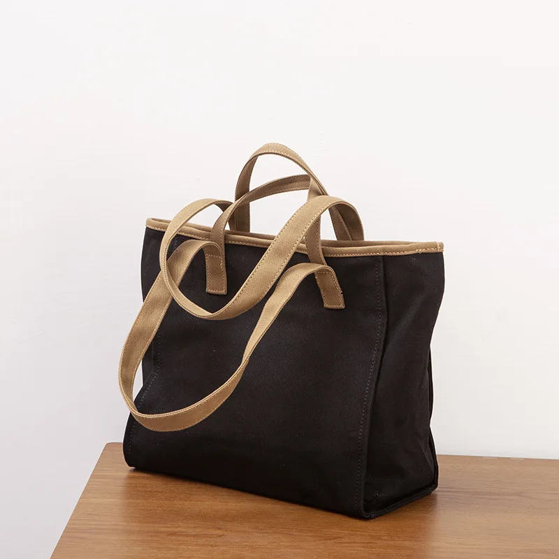 

2021 New Foreign Trade Korean Canvas Bag Large-capacity Hand-held Shoulder Bag Lady Hit Color Cloth Bag A Hair