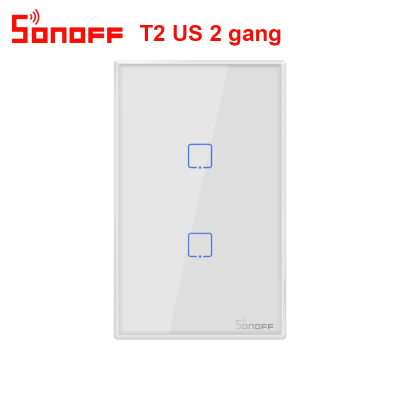 T2 2 GANG Sonoff T1 T2 T3 работает с Google Home Alexa US Умный дом WiFi RF пульт дистанционного управления настенный светильник переключатель панель настенный сенсорный светильник переключатель - Комплект: T2 2 GANG