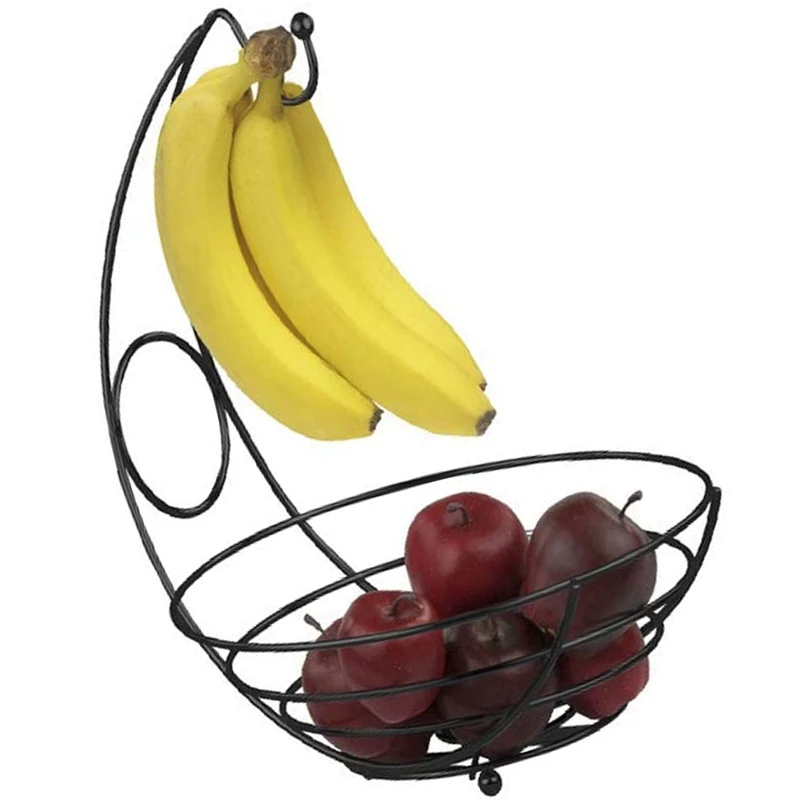 

Fruit Bowl Basket with Banana Tree Holder Hanger Sturdy Fruit & Vegetables Holder Kitchen Storage Basket Stand (3Pack)