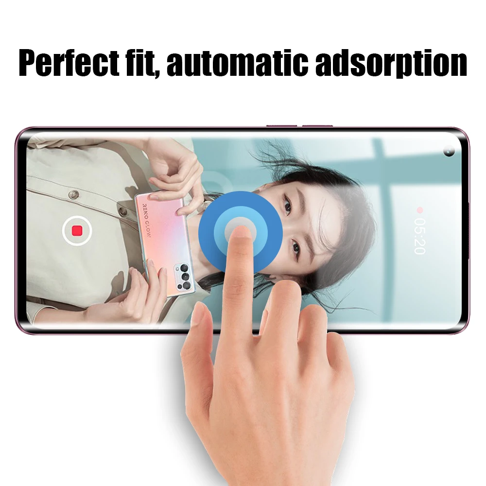 

3D Curved Tempered Glass On For Oppo Reno 3 / 4 / 5 Pro 5G / Pro Plus 5G / Reno4 Pro Full Screen Protector 9H HD Protective Film