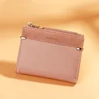 Одноцветный мини-кошелек с застежкой для карт, женский модный короткий кошелек из искусственной кожи на молнии, повседневный кошелек с отделением для кредитных карт, кошельки