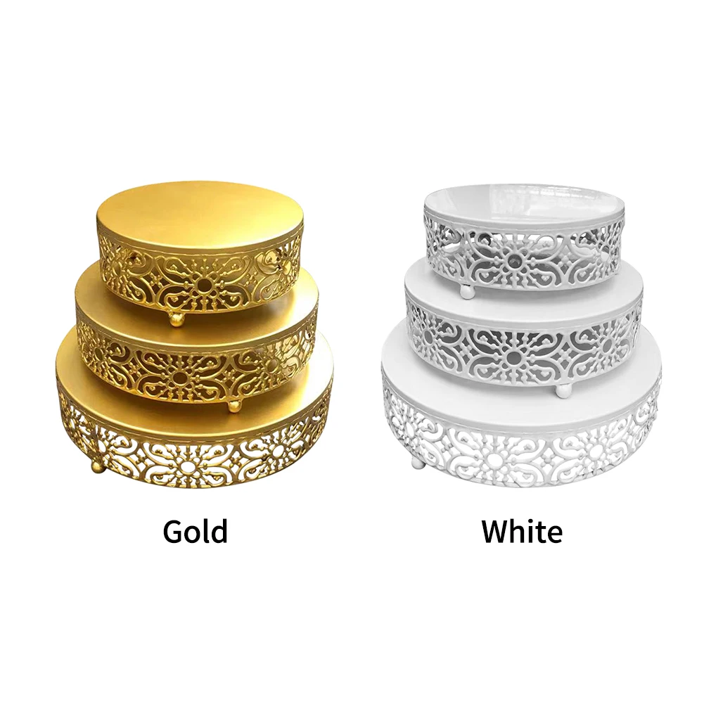 

3pcs Simple Cupcake Display Kitchen Storage Easy Clean Round Metal Cake Stand Set Wedding Party Desktop Multifunctional Reusable