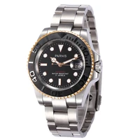 Parnis 40MM Dial Men Watch Rose Gold Stainless Steel Band Diver Miyota 8215 Luminous Calendar Automatic Mechanical Mens Watches