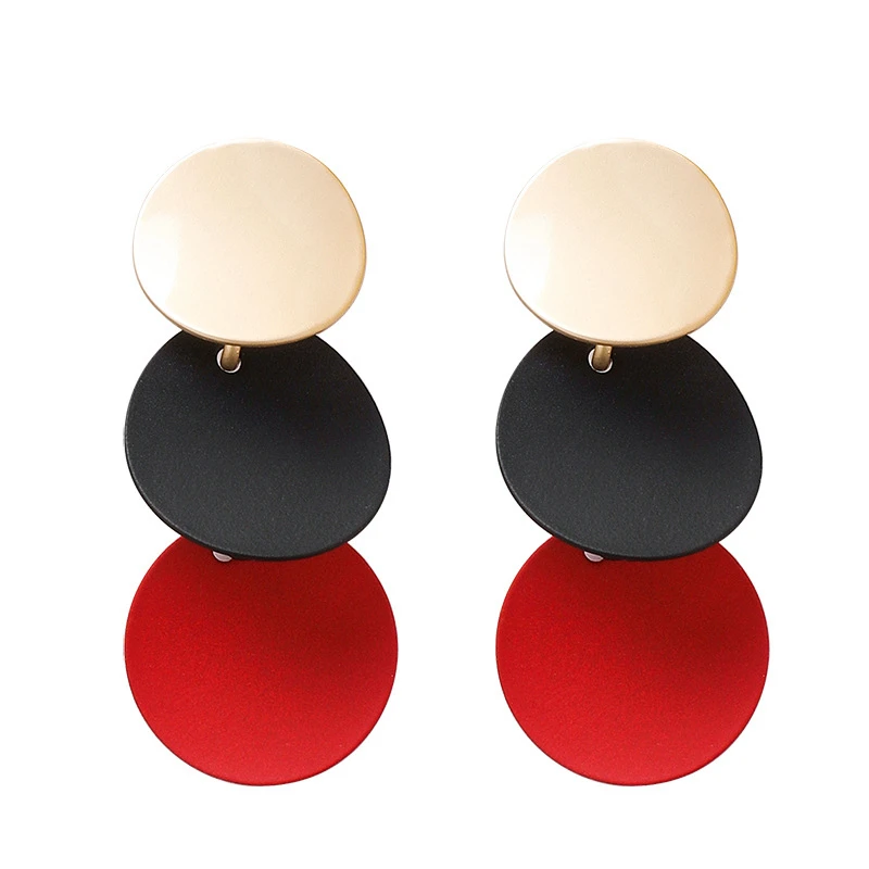 Модные корейские геометрические металлические круглые изогнутые Висячие серьги