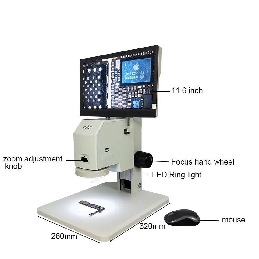 Интегрированный Промышленный цифровой микроскоп efix HDMI дисплей 11 6 дюйма для