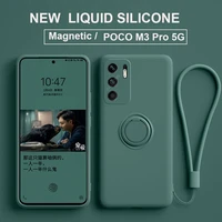 new magnetic liquid silicone case for xiaomi poco m3 m4 pocom3 pro 5g camera protective ring stand covers on poco m3 m4 pro 5g