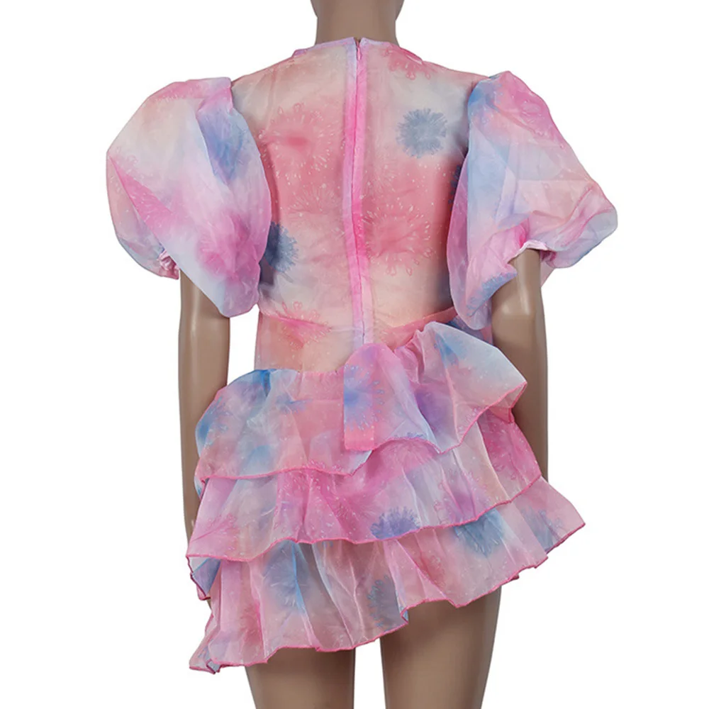 Сексуальный прозрачный розовый галстук краситель оборки топы и блузки винтажные