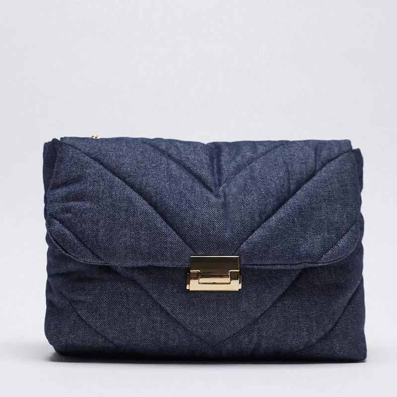 vender Inverno Nova Bolsa Moda Denim Azul Travesseiro Saco Grande Capacidade Corrente Acolchoado Bolsa De Ombro
