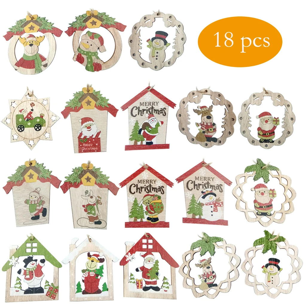 18 шт. деревянный Рождественский венок для дома с птицей изображением старого