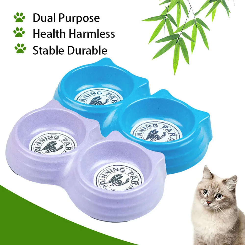 Миска для домашних животных из бамбукового волокна двойная миска собак кошек