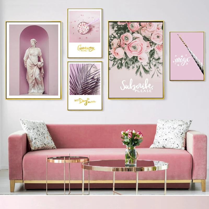 Мусульманская настенная Картина на холсте с изображением розовых цветов